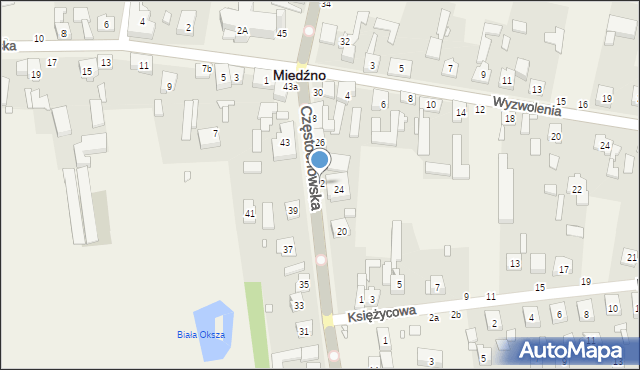 Miedźno, Częstochowska, 22, mapa Miedźno