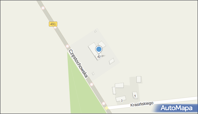 Miedźno, Częstochowska, 62, mapa Miedźno