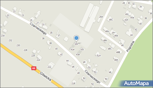 Mikołów, Czarnieckiego Stefana, hetm., 41c, mapa Mikołów