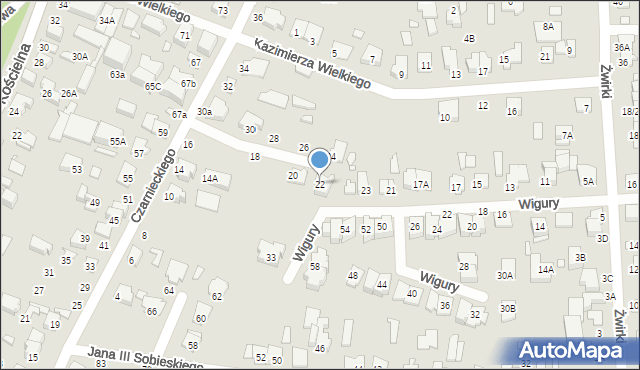 Mińsk Mazowiecki, Czarnieckiego Stefana, hetm., 22, mapa Mińsk Mazowiecki