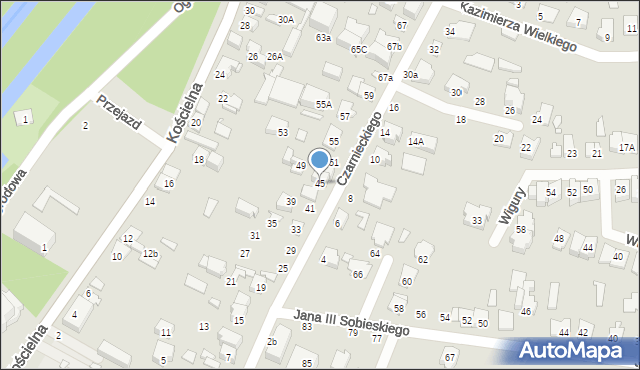 Mińsk Mazowiecki, Czarnieckiego Stefana, hetm., 45, mapa Mińsk Mazowiecki