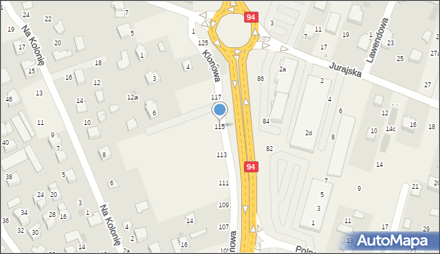 Modlnica, Częstochowska, 115, mapa Modlnica