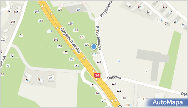 Modlnica, Częstochowska, 118, mapa Modlnica