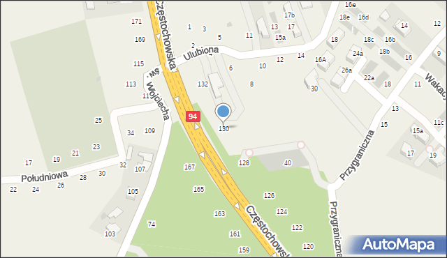 Modlnica, Częstochowska, 130, mapa Modlnica