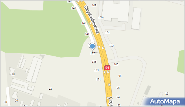 Modlnica, Częstochowska, 137, mapa Modlnica