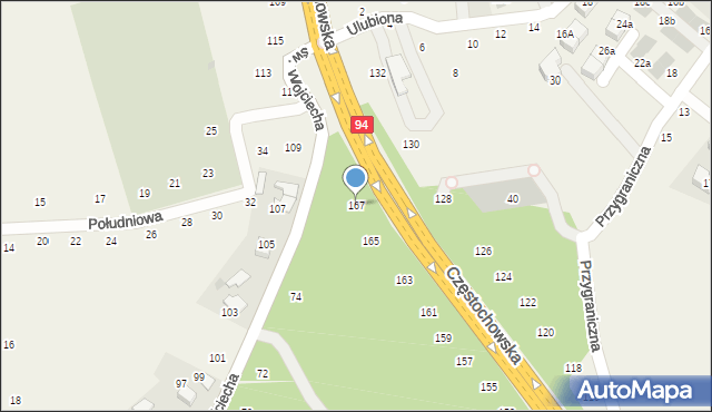 Modlnica, Częstochowska, 167, mapa Modlnica