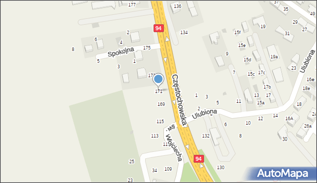 Modlnica, Częstochowska, 171, mapa Modlnica