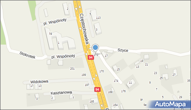 Modlnica, Częstochowska, 172, mapa Modlnica
