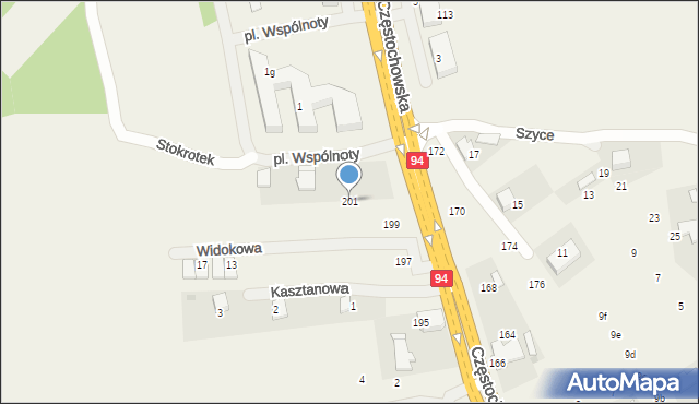 Modlnica, Częstochowska, 201, mapa Modlnica