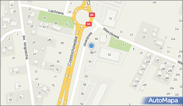 Modlnica, Częstochowska, 66, mapa Modlnica