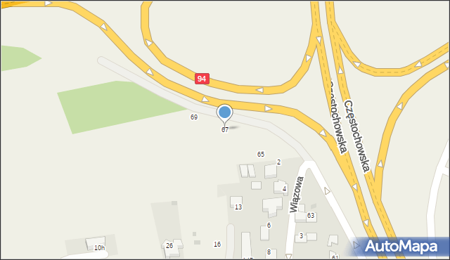 Modlnica, Częstochowska, 67, mapa Modlnica