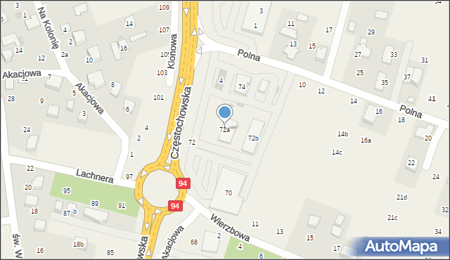 Modlnica, Częstochowska, 72a, mapa Modlnica