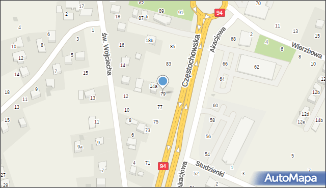 Modlnica, Częstochowska, 79, mapa Modlnica