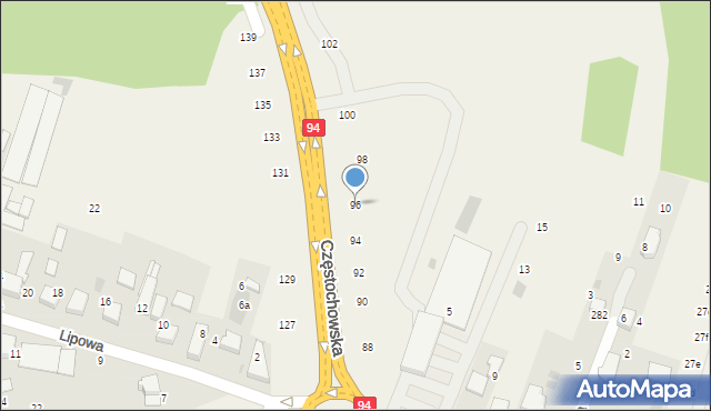 Modlnica, Częstochowska, 96, mapa Modlnica