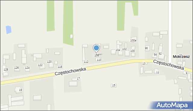Mokrzesz, Częstochowska, 108, mapa Mokrzesz