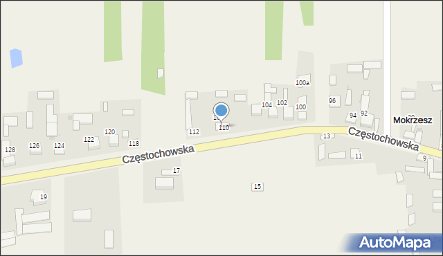 Mokrzesz, Częstochowska, 114, mapa Mokrzesz