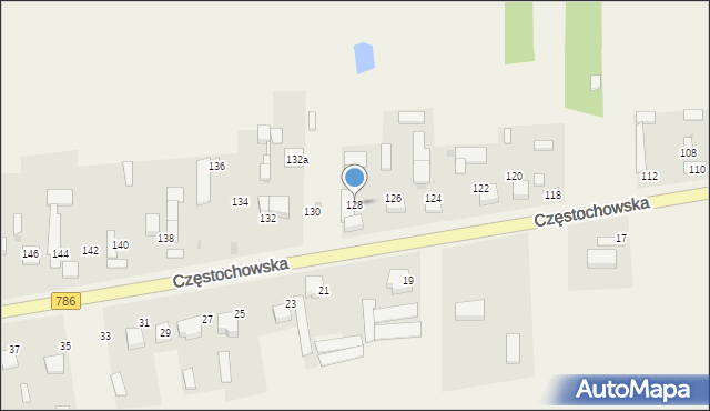 Mokrzesz, Częstochowska, 128, mapa Mokrzesz