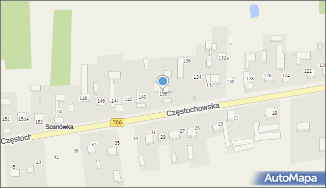 Mokrzesz, Częstochowska, 138, mapa Mokrzesz