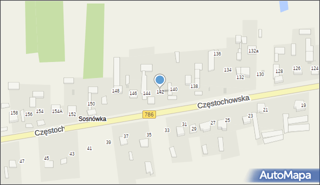 Mokrzesz, Częstochowska, 142, mapa Mokrzesz