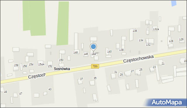 Mokrzesz, Częstochowska, 144, mapa Mokrzesz