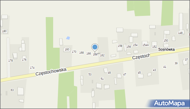 Mokrzesz, Częstochowska, 164, mapa Mokrzesz