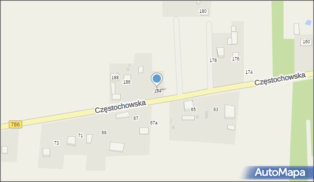 Mokrzesz, Częstochowska, 184, mapa Mokrzesz