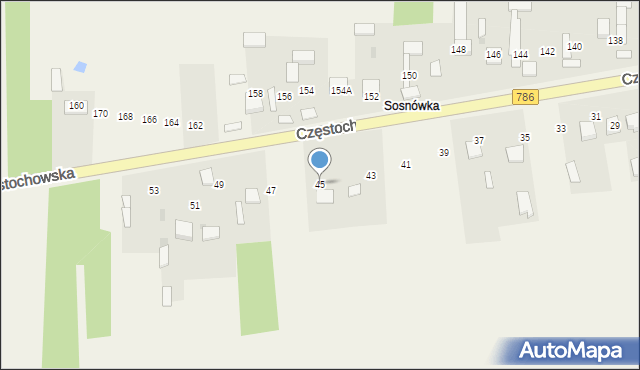 Mokrzesz, Częstochowska, 45, mapa Mokrzesz