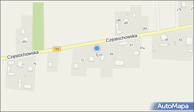 Mokrzesz, Częstochowska, 71, mapa Mokrzesz