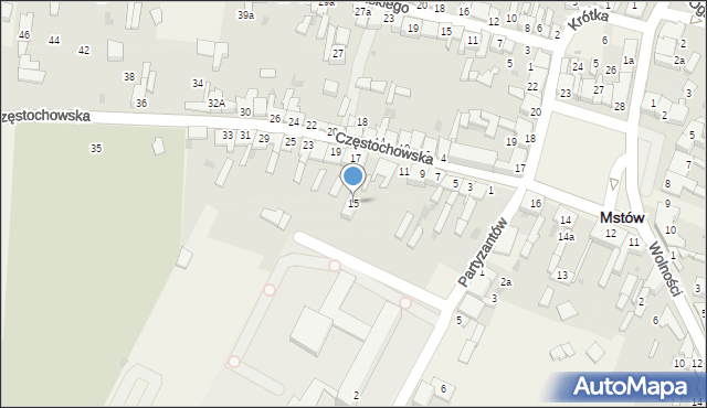 Mstów, Częstochowska, 15, mapa Mstów