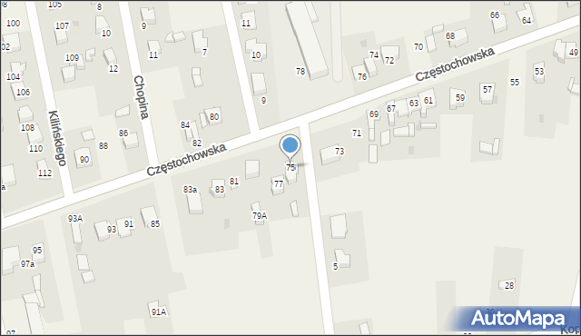 Mstów, Częstochowska, 75, mapa Mstów