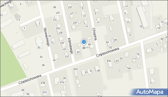 Mstów, Częstochowska, 88, mapa Mstów