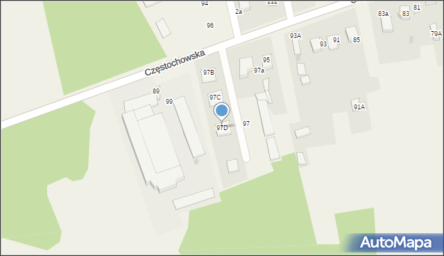 Mstów, Częstochowska, 97D, mapa Mstów