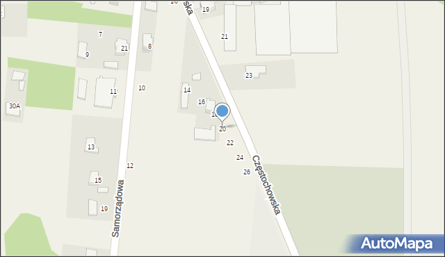 Mykanów, Częstochowska, 20, mapa Mykanów