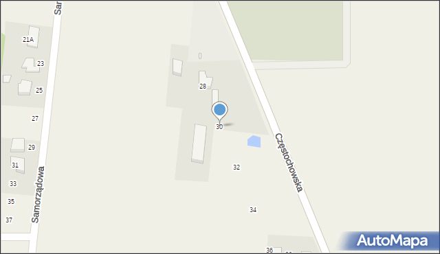 Mykanów, Częstochowska, 30, mapa Mykanów