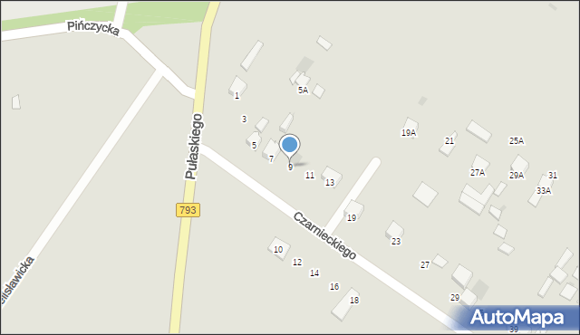Myszków, Czarnieckiego Stefana, hetm., 9, mapa Myszków