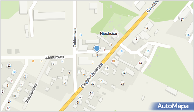 Niechcice, Częstochowska, 5, mapa Niechcice