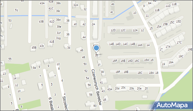 Niepołomice, Czerwonych Beretów, 35, mapa Niepołomice