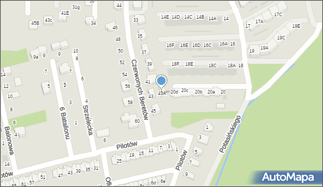 Niepołomice, Czerwonych Beretów, 43A, mapa Niepołomice