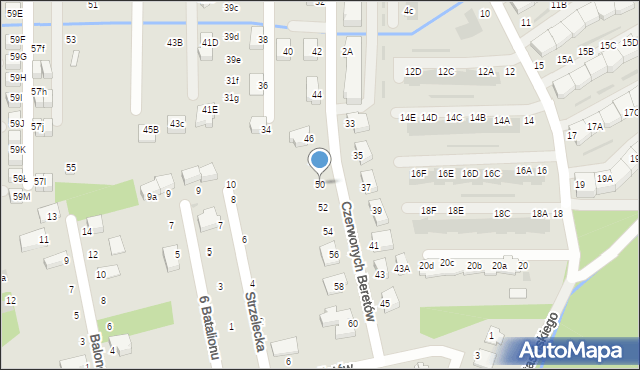 Niepołomice, Czerwonych Beretów, 50, mapa Niepołomice