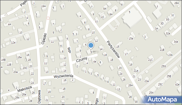 Niepołomice, Czumy Waleriana, gen., 3, mapa Niepołomice