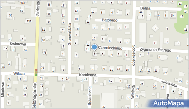 Nowa Sól, Czarnieckiego Stefana, hetm., 9, mapa Nowa Sól