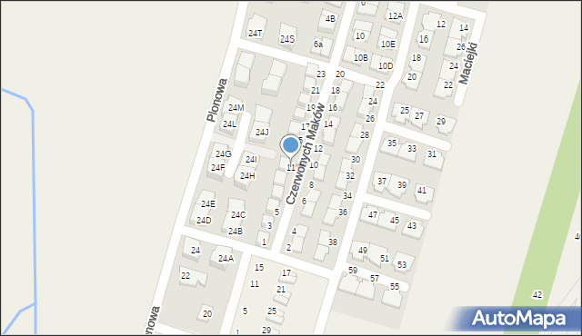 Nowa Wola, Czerwonych Maków, 11, mapa Nowa Wola