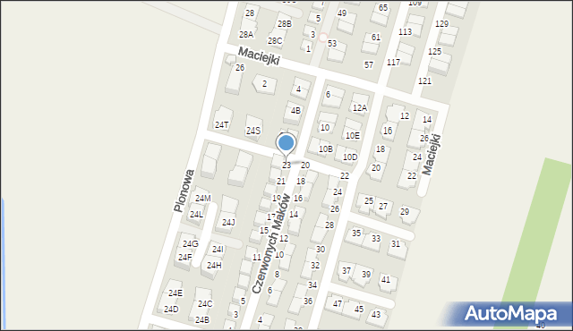 Nowa Wola, Czerwonych Maków, 23, mapa Nowa Wola