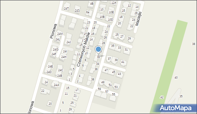 Nowa Wola, Czerwonych Maków, 32, mapa Nowa Wola