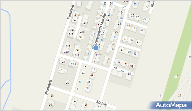 Nowa Wola, Czerwonych Maków, 4, mapa Nowa Wola