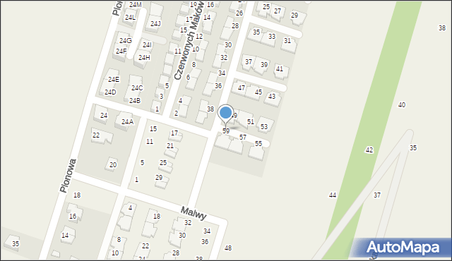 Nowa Wola, Czerwonych Maków, 59, mapa Nowa Wola
