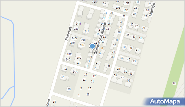 Nowa Wola, Czerwonych Maków, 7, mapa Nowa Wola