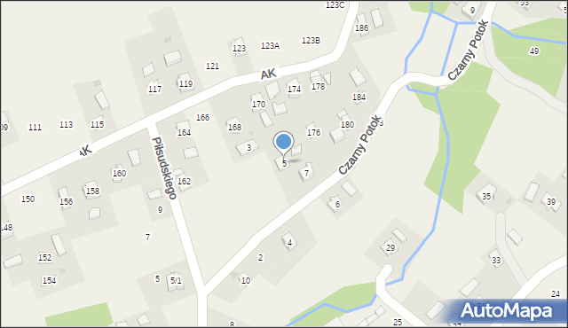 Odrzykoń, Czarny Potok, 5, mapa Odrzykoń