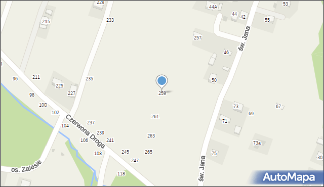 Okocim, Czerwona Droga, 259, mapa Okocim