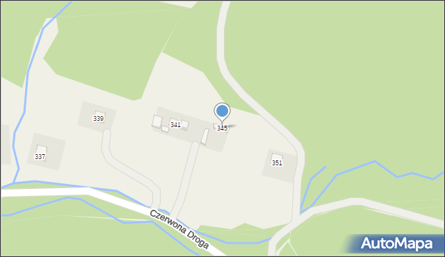 Okocim, Czerwona Droga, 345, mapa Okocim